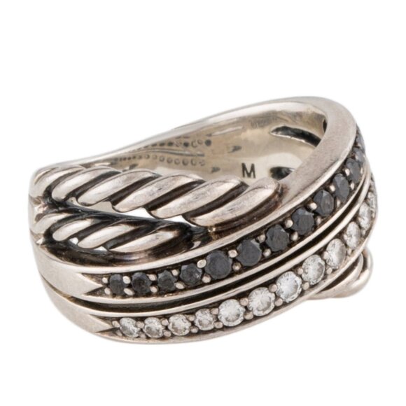 David Yurman Jewelry - DAVID YURMAN DIAMOND 1/2 CTW STERLING SILVER CROSSOVER BAND RING